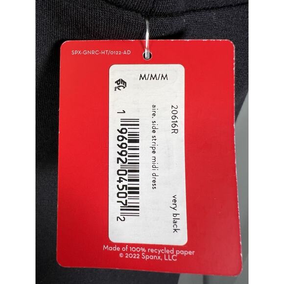 Spanx Air Essentials Medium Black Side Stripe Tank Midi Dress NWT Minimalist - Picture 10 of 13